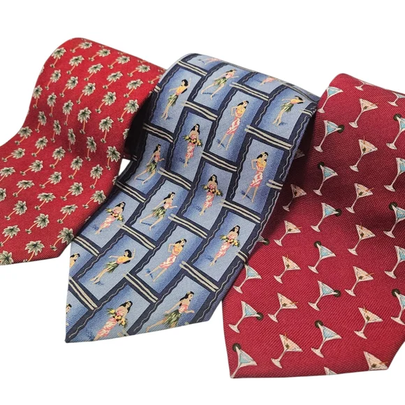 Tommy Bahama Red and Blue Patterned Silk Ties